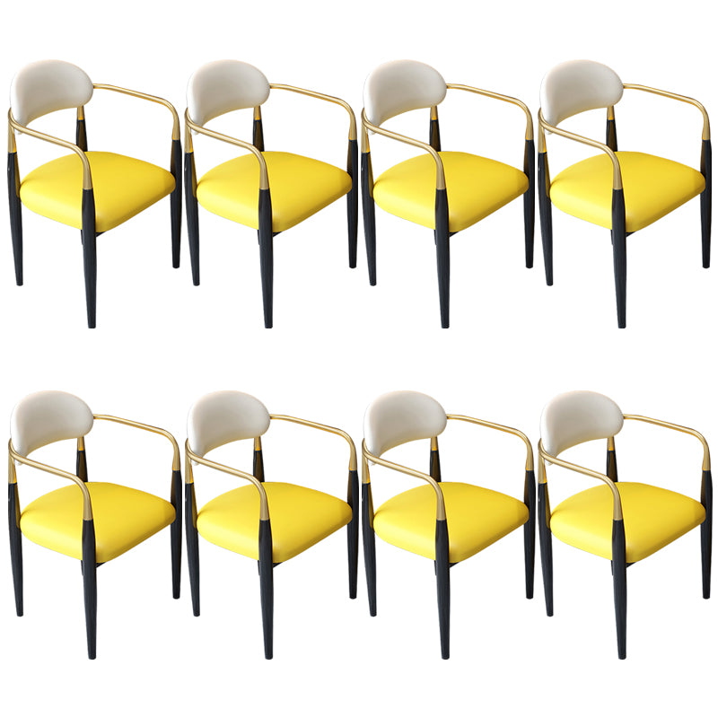 Contemporary Upholstered Arm Chair Home Metal Legs Dining Chair