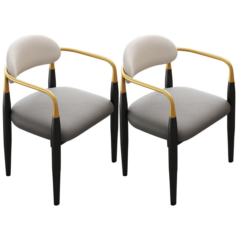 Contemporary Upholstered Arm Chair Home Metal Legs Dining Chair