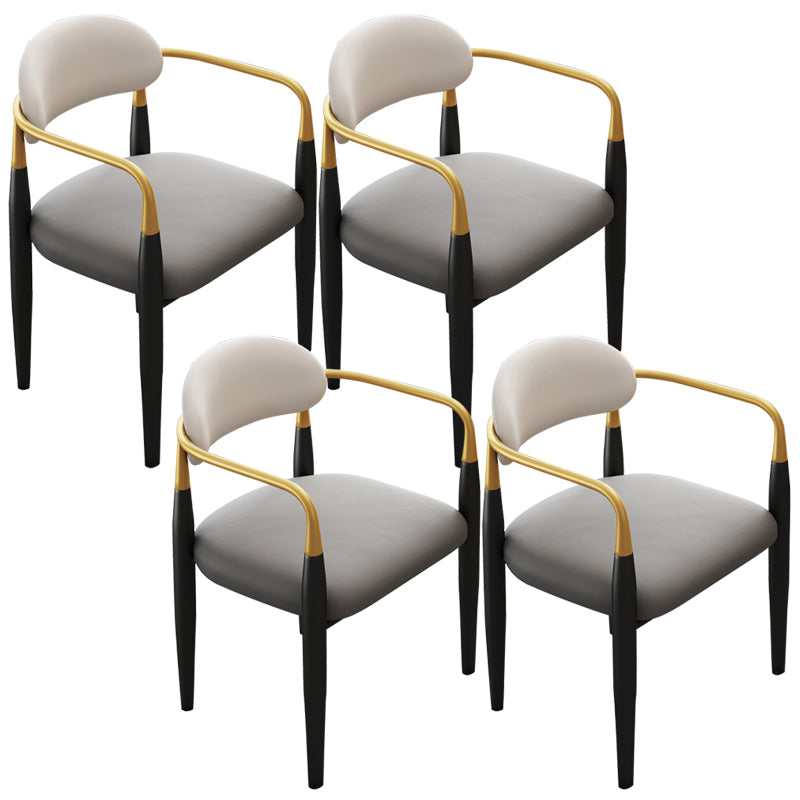 Contemporary Upholstered Arm Chair Home Metal Legs Dining Chair