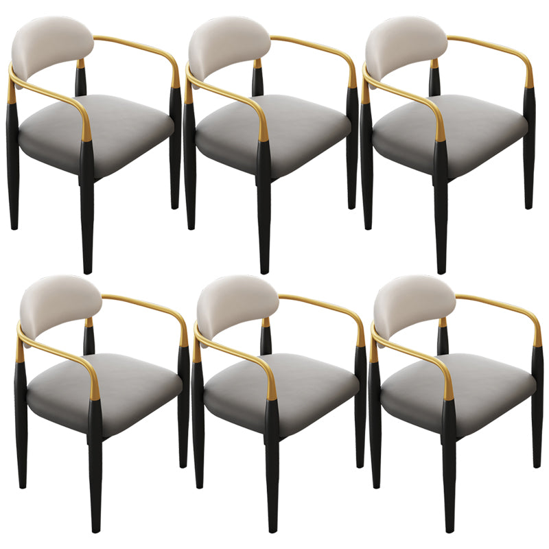 Contemporary Upholstered Arm Chair Home Metal Legs Dining Chair