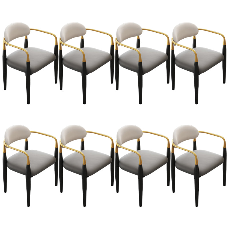 Contemporary Upholstered Arm Chair Home Metal Legs Dining Chair