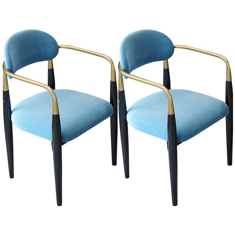 Contemporary Upholstered Arm Chair Home Metal Legs Dining Chair