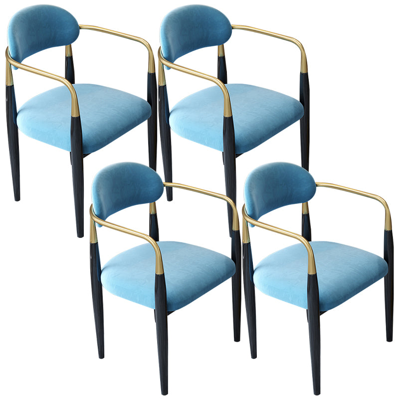 Contemporary Upholstered Arm Chair Home Metal Legs Dining Chair