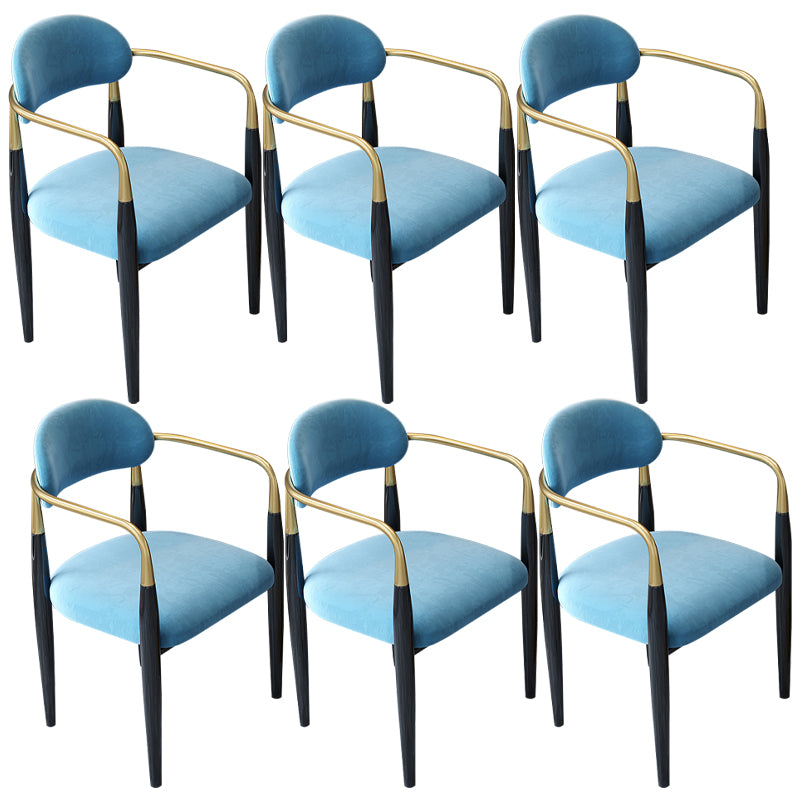 Contemporary Upholstered Arm Chair Home Metal Legs Dining Chair