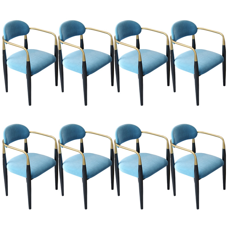 Contemporary Upholstered Arm Chair Home Metal Legs Dining Chair