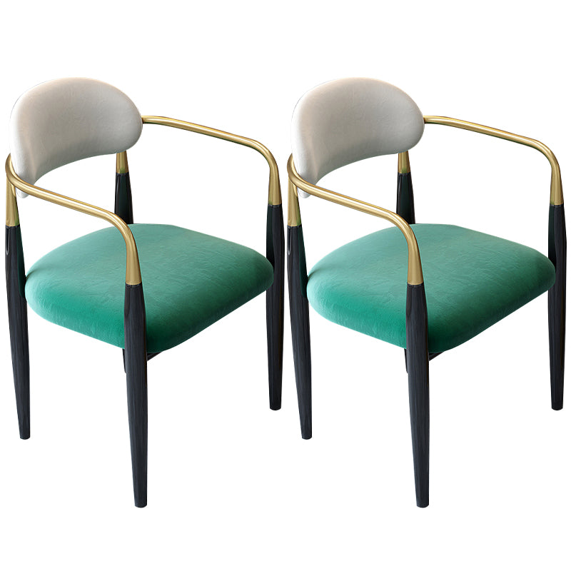 Contemporary Upholstered Arm Chair Home Metal Legs Dining Chair