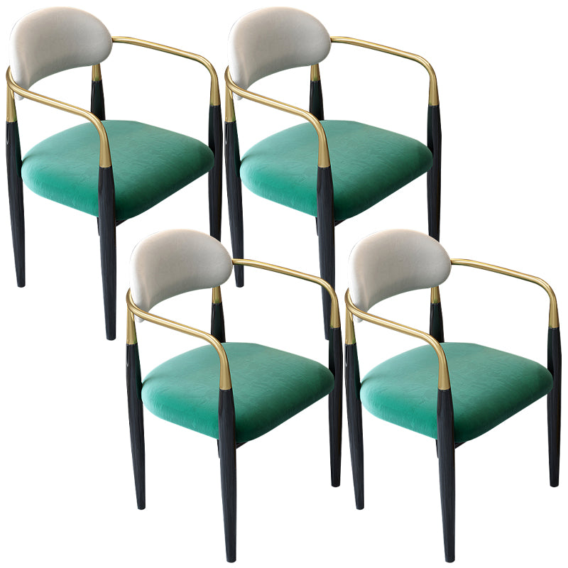 Contemporary Upholstered Arm Chair Home Metal Legs Dining Chair