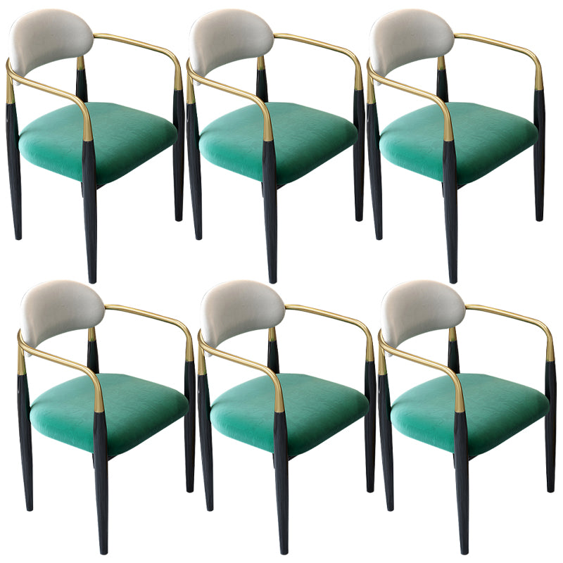 Contemporary Upholstered Arm Chair Home Metal Legs Dining Chair