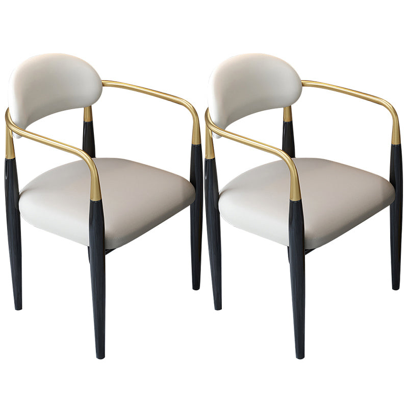 Contemporary Upholstered Arm Chair Home Metal Legs Dining Chair