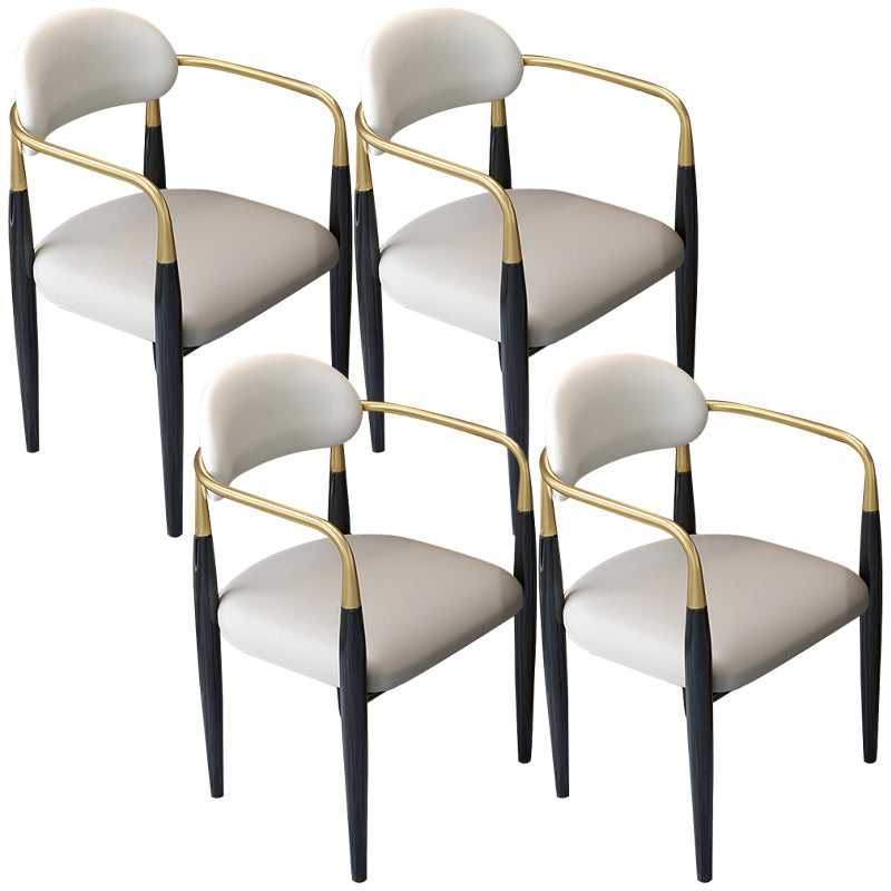 Contemporary Upholstered Arm Chair Home Metal Legs Dining Chair