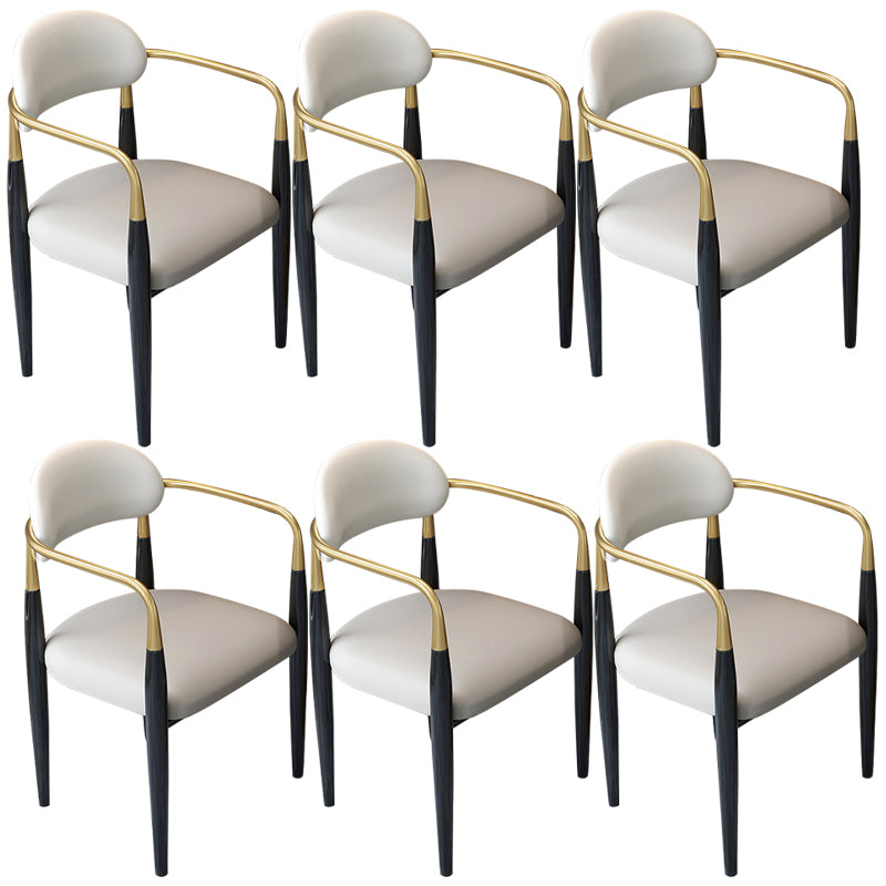 Contemporary Upholstered Arm Chair Home Metal Legs Dining Chair