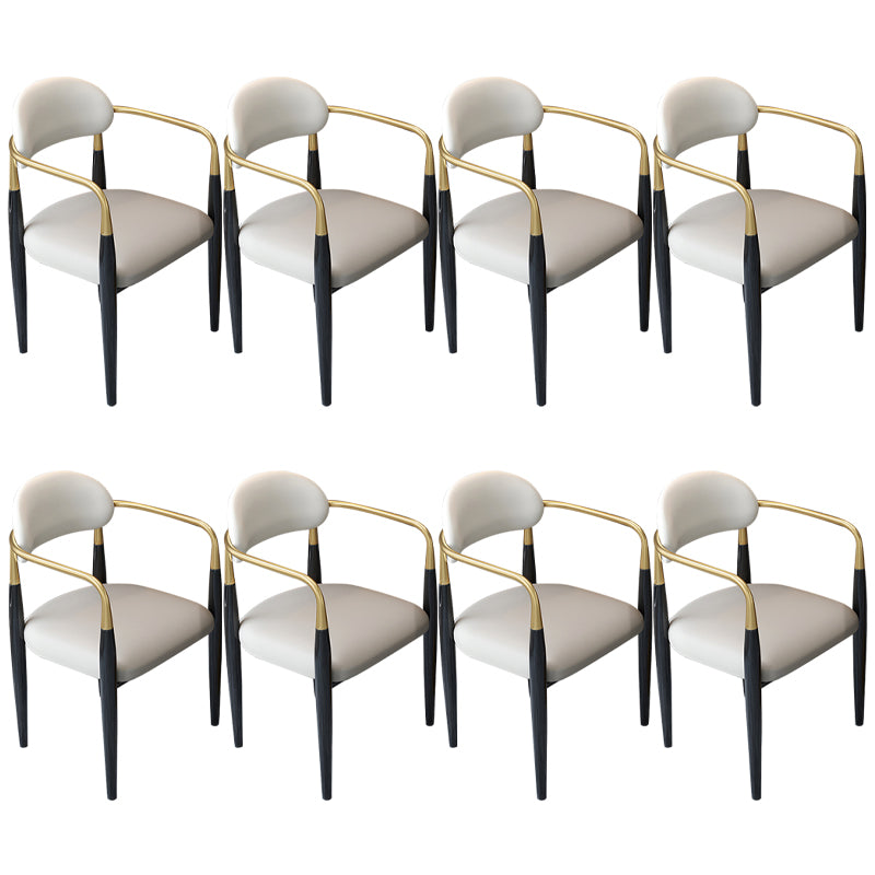 Contemporary Upholstered Arm Chair Home Metal Legs Dining Chair