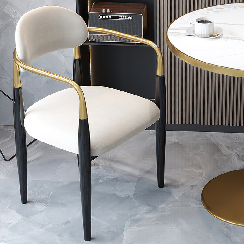 Contemporary Upholstered Arm Chair Home Metal Legs Dining Chair