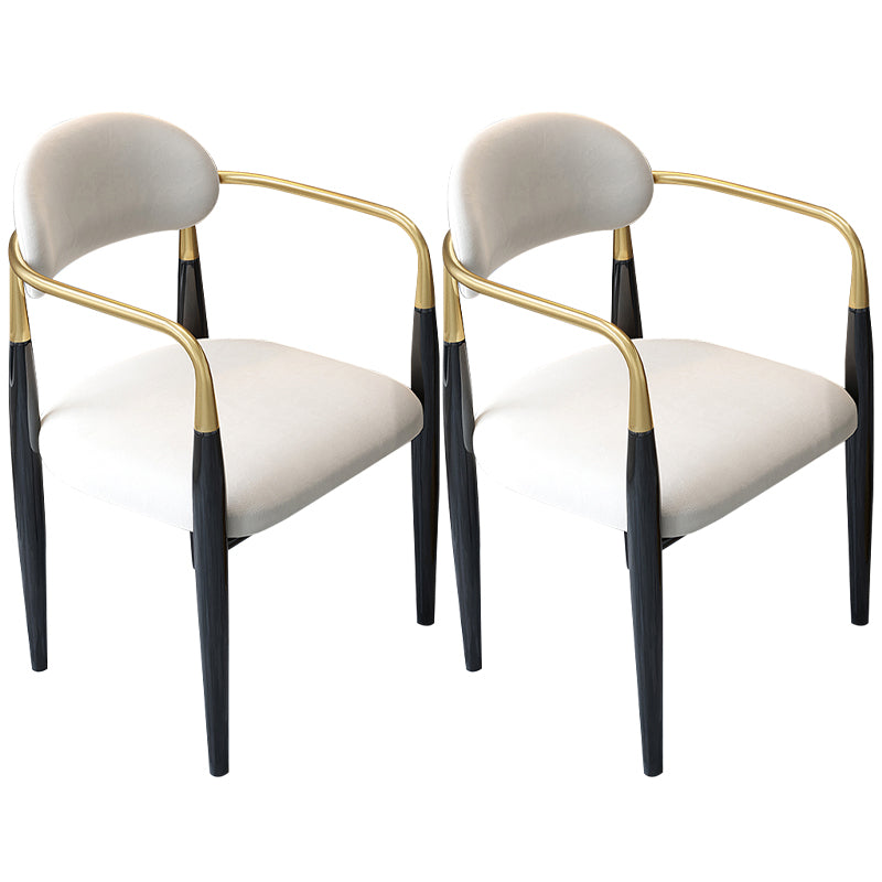 Contemporary Upholstered Arm Chair Home Metal Legs Dining Chair