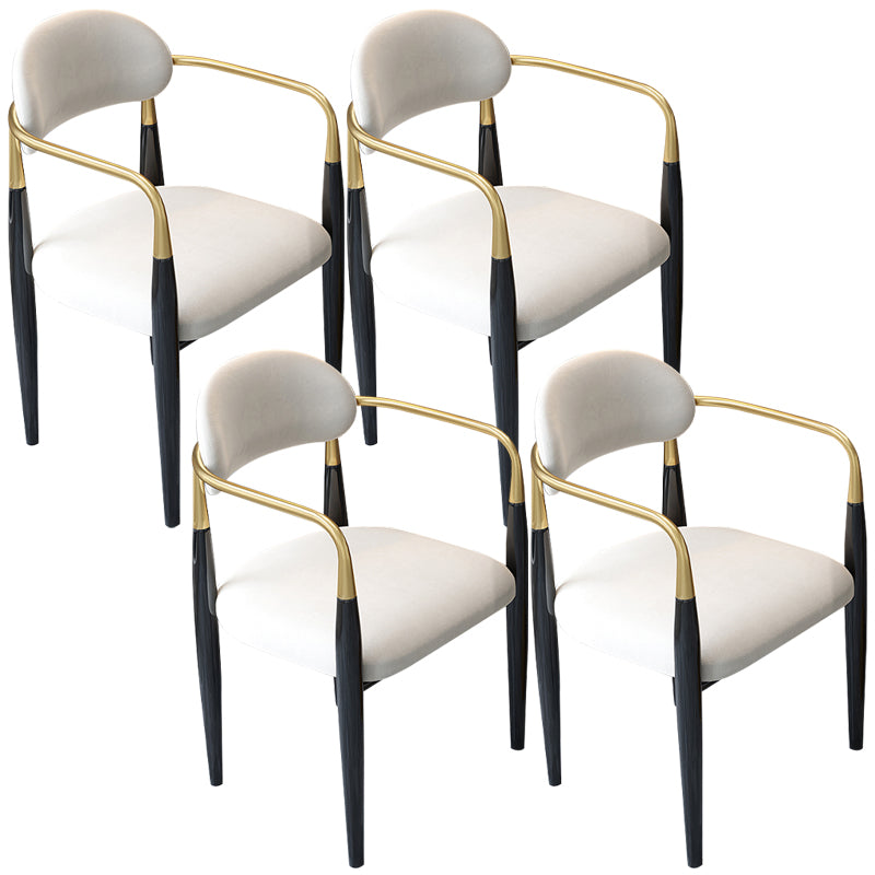 Contemporary Upholstered Arm Chair Home Metal Legs Dining Chair