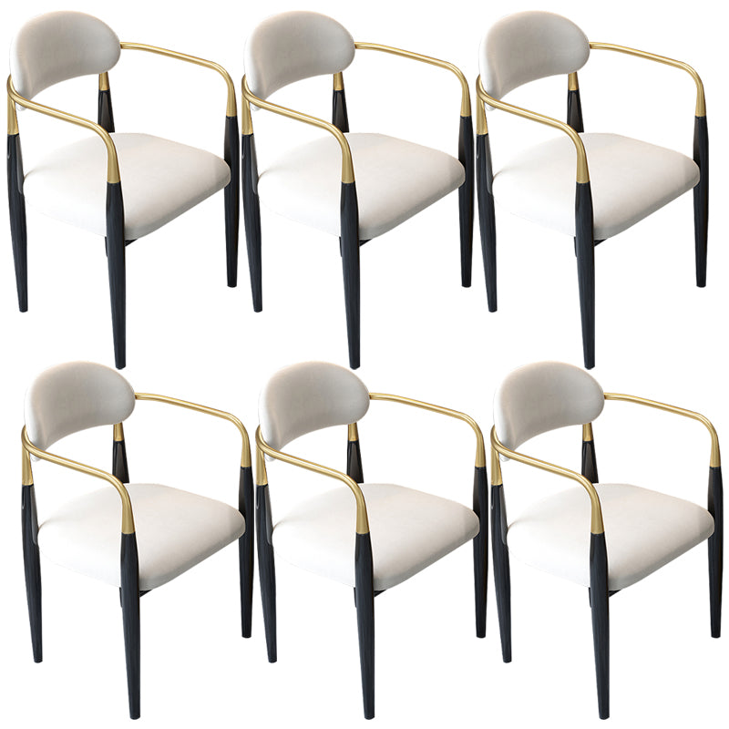 Contemporary Upholstered Arm Chair Home Metal Legs Dining Chair