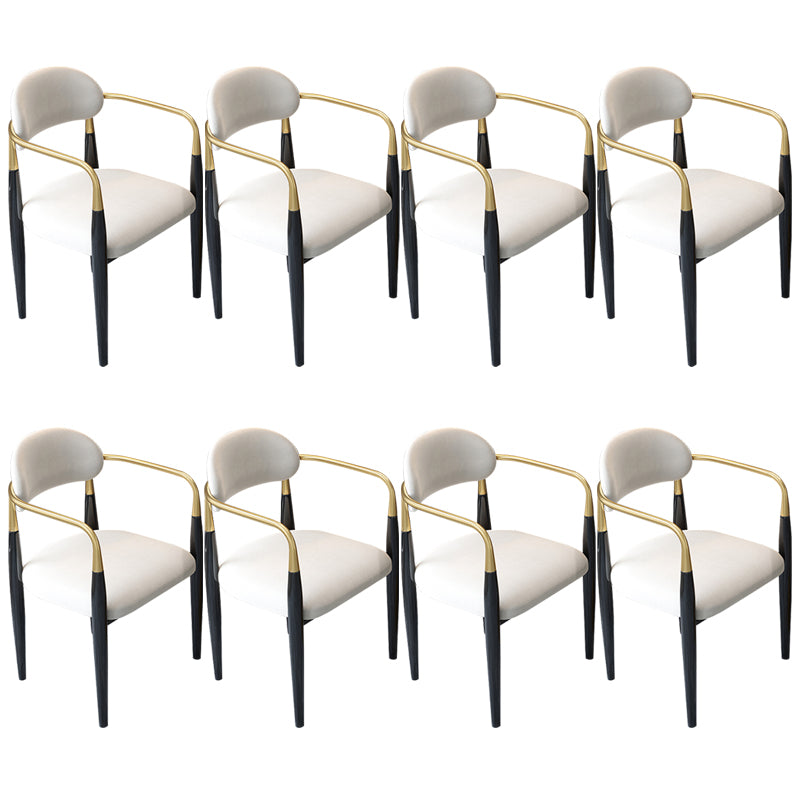Contemporary Upholstered Arm Chair Home Metal Legs Dining Chair