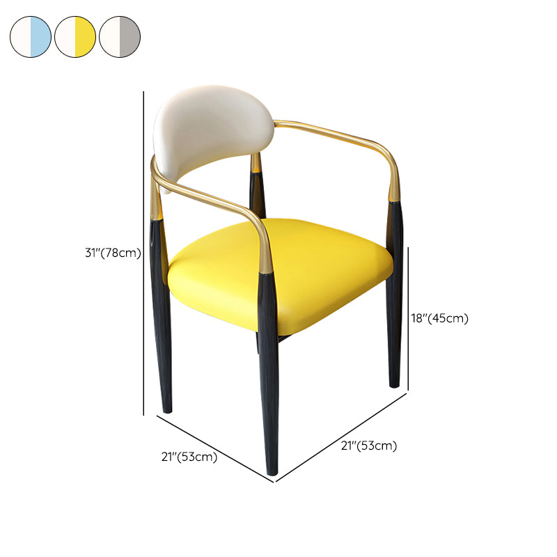 Contemporary Upholstered Arm Chair Home Metal Legs Dining Chair