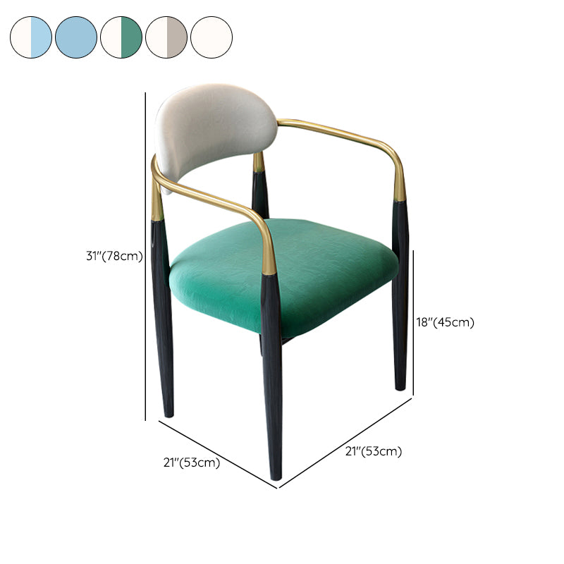 Contemporary Upholstered Arm Chair Home Metal Legs Dining Chair