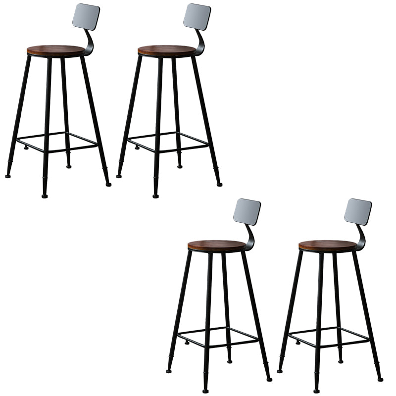Contemporary Solid Wood Dining Stools Armless Bar Stools with Metal Base