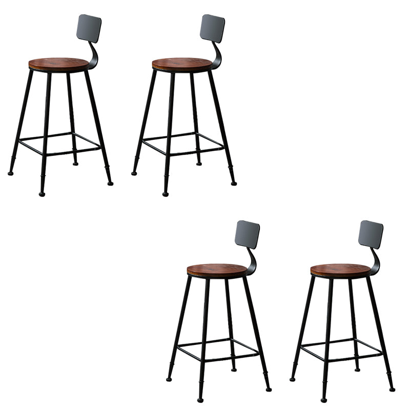Contemporary Solid Wood Dining Stools Armless Bar Stools with Metal Base