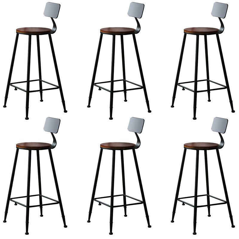 Contemporary Solid Wood Dining Stools Armless Bar Stools with Metal Base