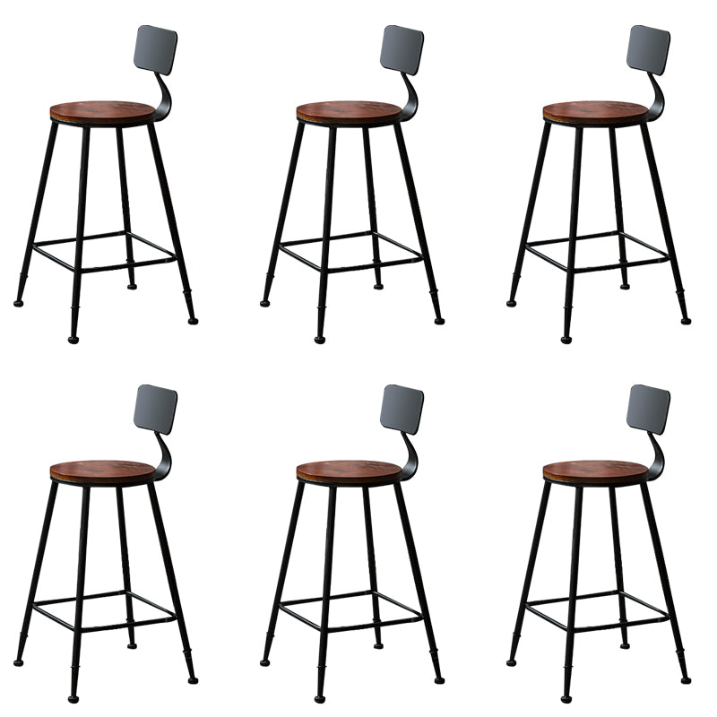 Contemporary Solid Wood Dining Stools Armless Bar Stools with Metal Base