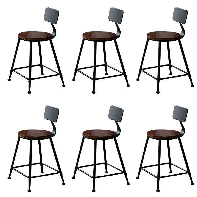 Contemporary Solid Wood Dining Stools Armless Bar Stools with Metal Base