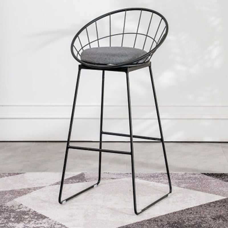 Metal Armless Bar Stool Low Back Dining Stool with Metal Base