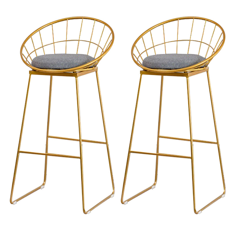 Metal Armless Bar Stool Low Back Dining Stool with Metal Base
