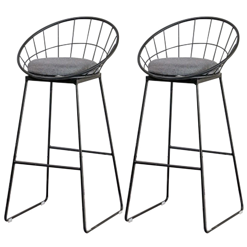 Metal Armless Bar Stool Low Back Dining Stool with Metal Base