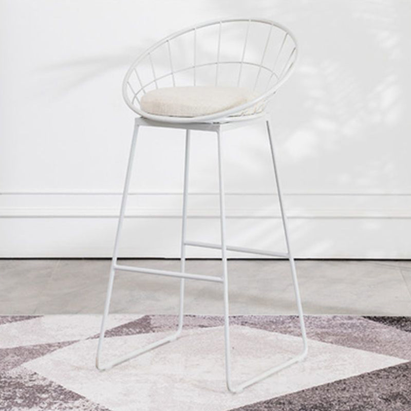Metal Armless Bar Stool Low Back Dining Stool with Metal Base