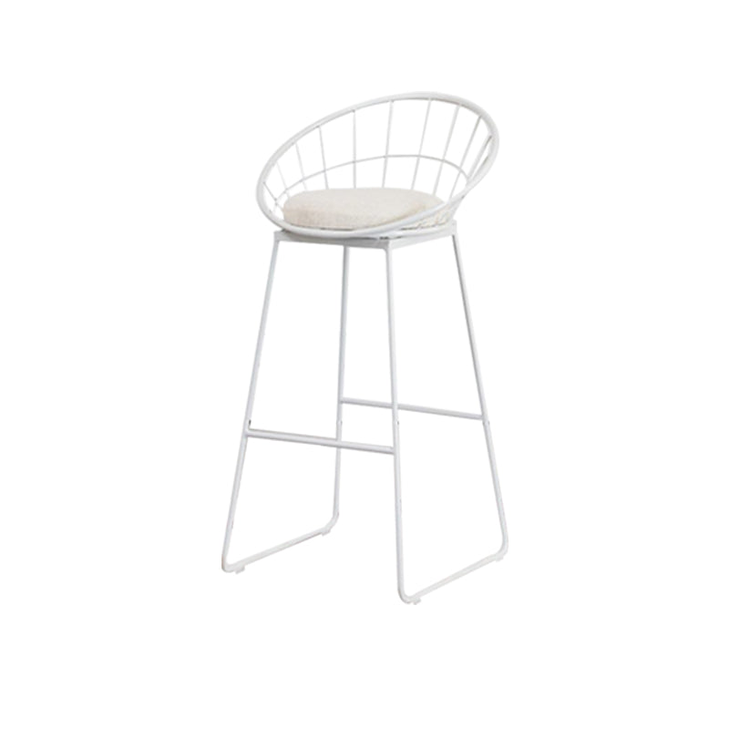 Metal Armless Bar Stool Low Back Dining Stool with Metal Base
