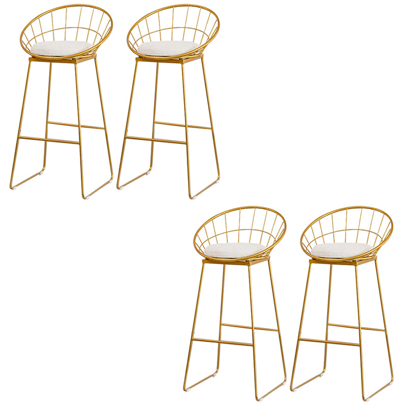 Metal Armless Bar Stool Low Back Dining Stool with Metal Base