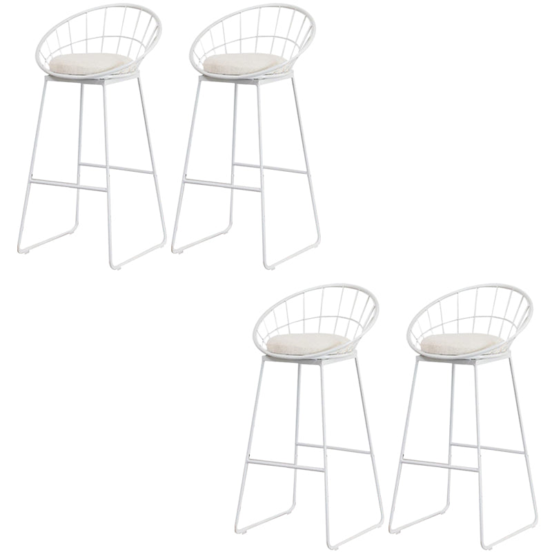 Metal Armless Bar Stool Low Back Dining Stool with Metal Base