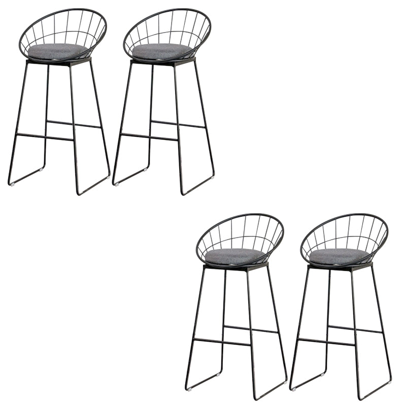 Metal Armless Bar Stool Low Back Dining Stool with Metal Base