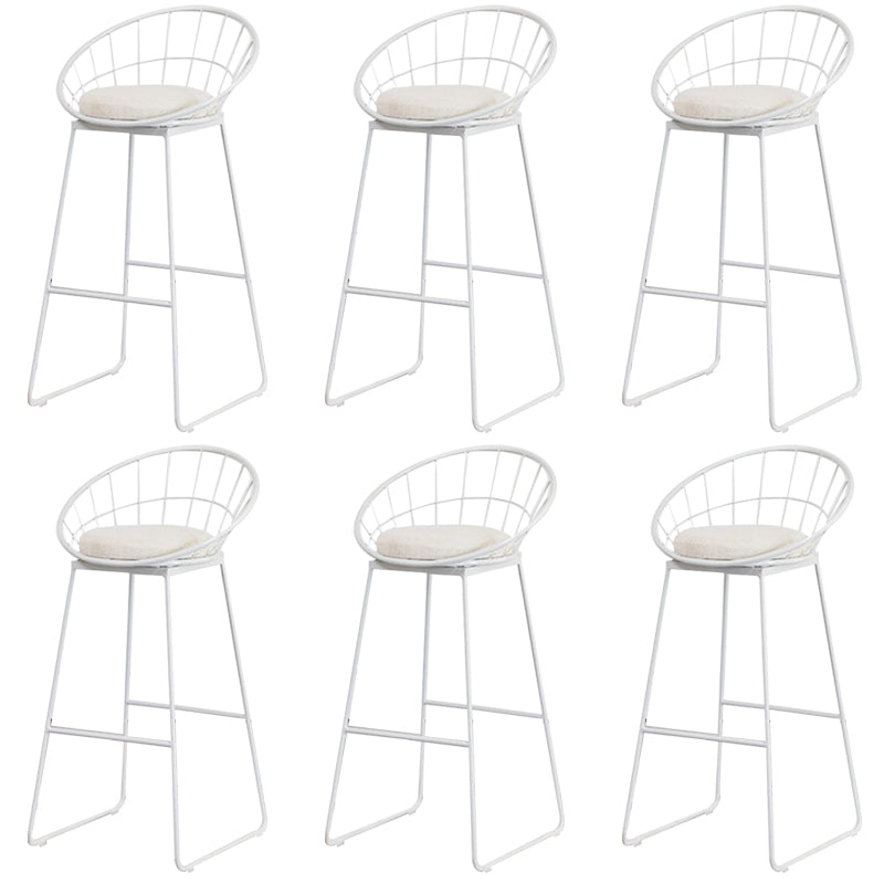 Metal Armless Bar Stool Low Back Dining Stool with Metal Base