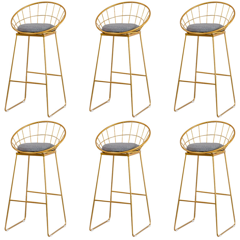 Metal Armless Bar Stool Low Back Dining Stool with Metal Base