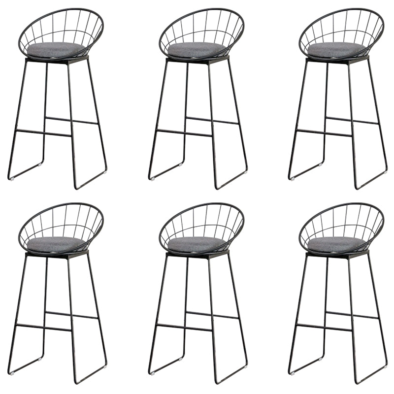 Metal Armless Bar Stool Low Back Dining Stool with Metal Base