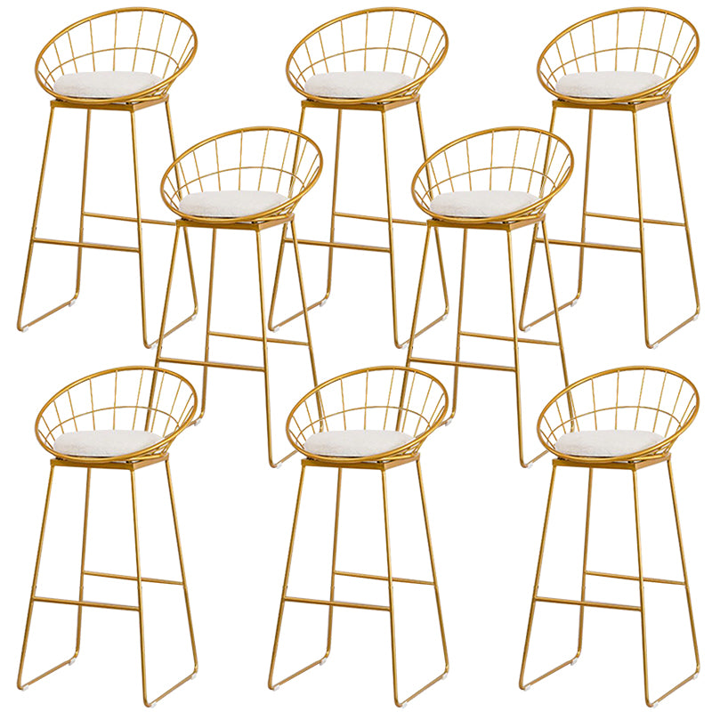 Metal Armless Bar Stool Low Back Dining Stool with Metal Base