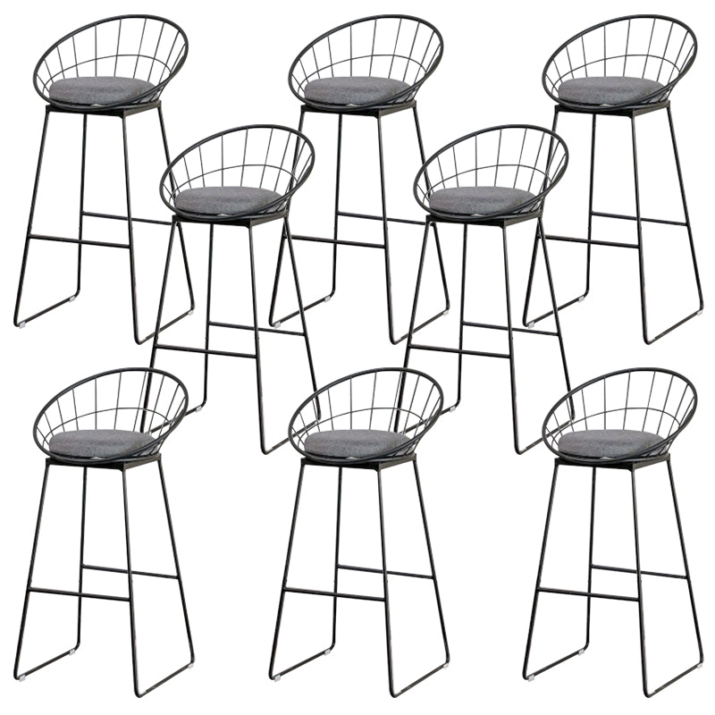 Metal Armless Bar Stool Low Back Dining Stool with Metal Base