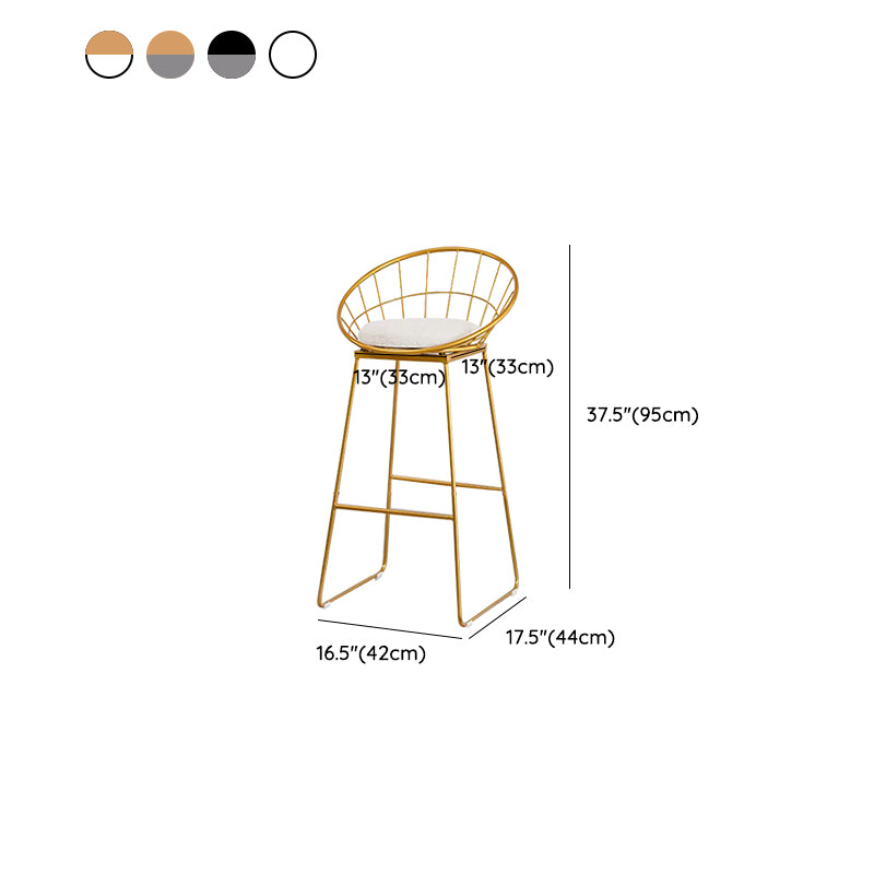 Metal Armless Bar Stool Low Back Dining Stool with Metal Base