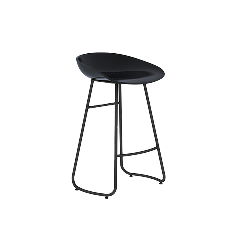 Industrial Armless Bar Stool Plastic Dining Stool with Metal Base