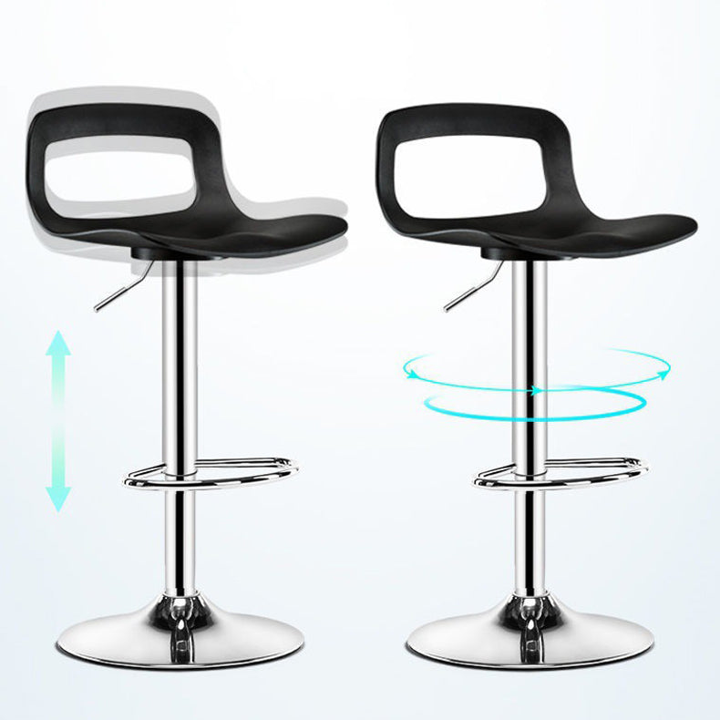 Plastic Low Back Barstools Adjustable Height Bar Stools with Metal Base