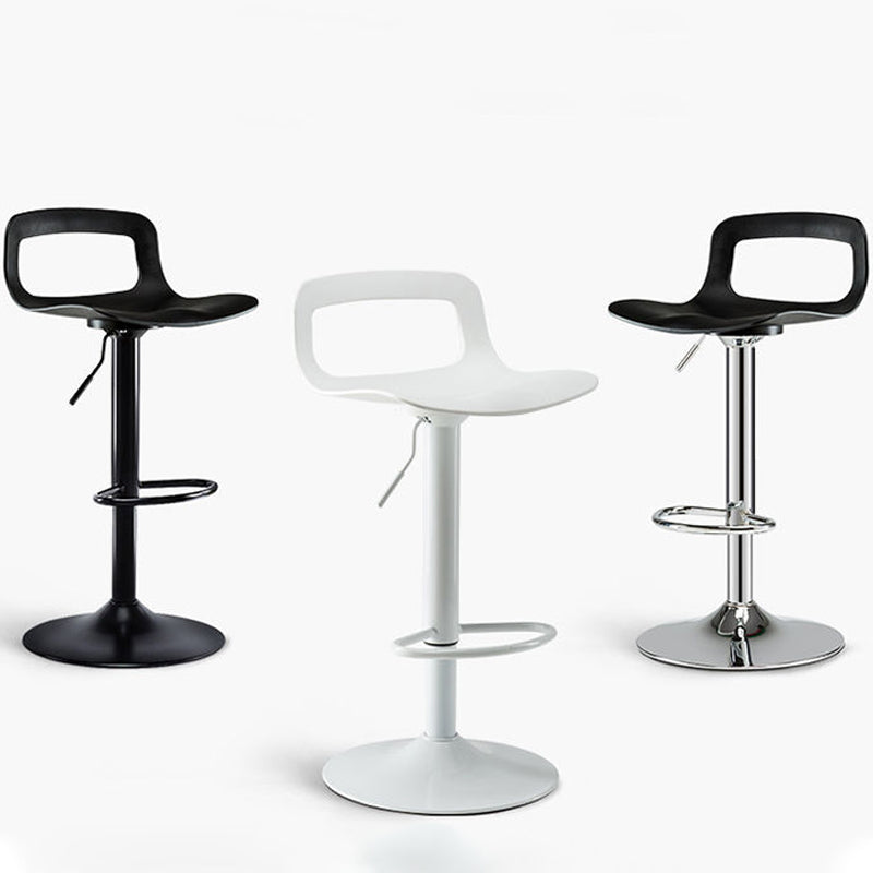 Plastic Low Back Barstools Adjustable Height Bar Stools with Metal Base