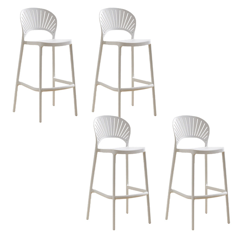 Low Back Plastic Dining Stools Armless Bar Stools with Footrest