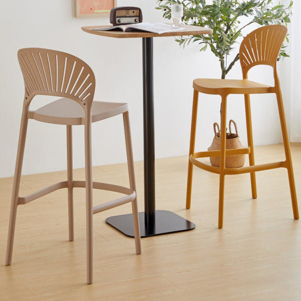 Low Back Plastic Dining Stools Armless Bar Stools with Footrest