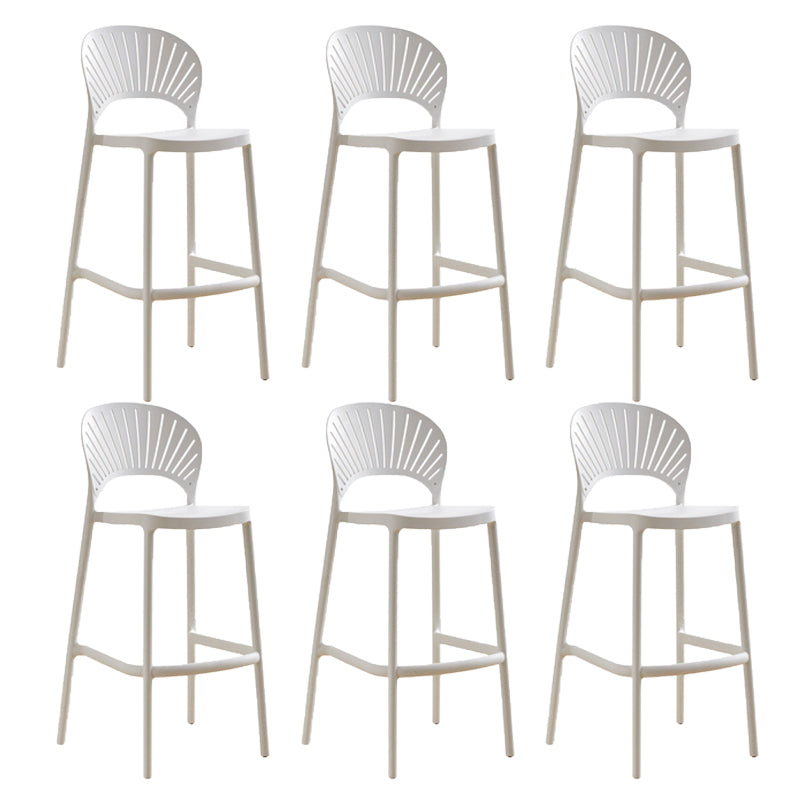 Low Back Plastic Dining Stools Armless Bar Stools with Footrest