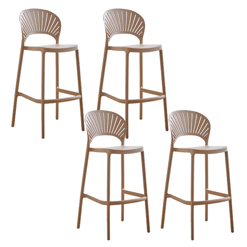 Low Back Plastic Dining Stools Armless Bar Stools with Footrest