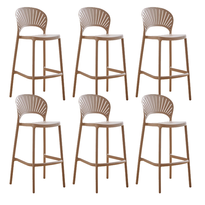 Low Back Plastic Dining Stools Armless Bar Stools with Footrest